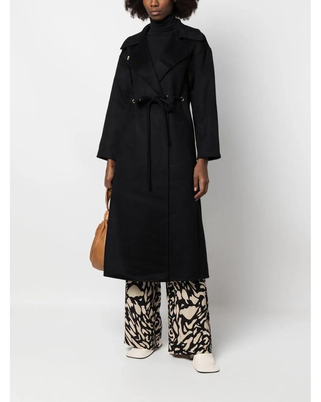 Ba&sh Black Kate Drawstring Wool-Blend Coat