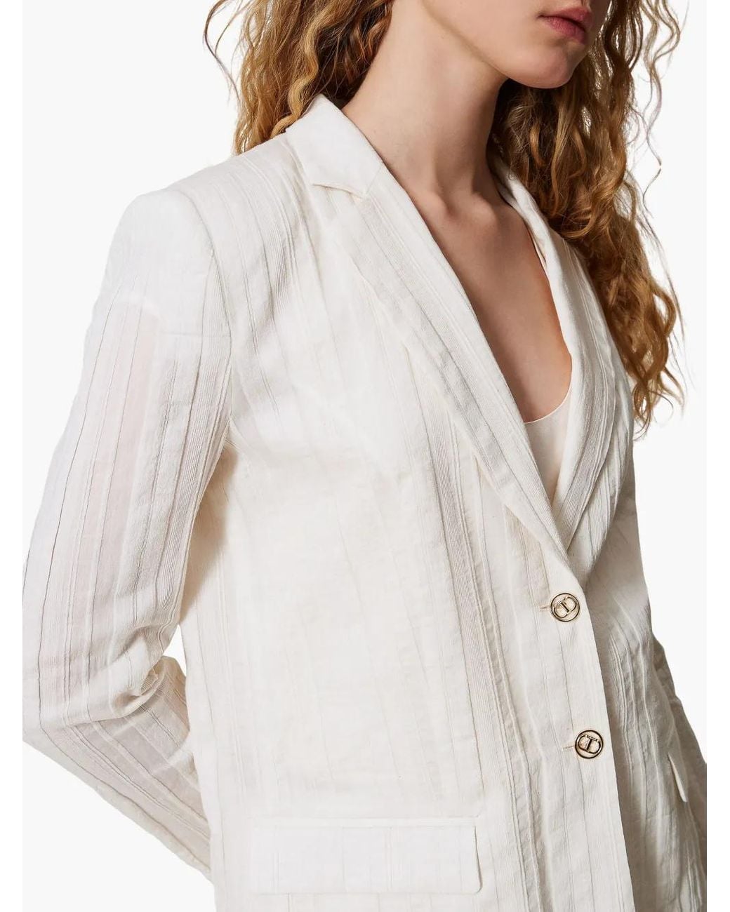 Twinset White Single-Breasted Blazer