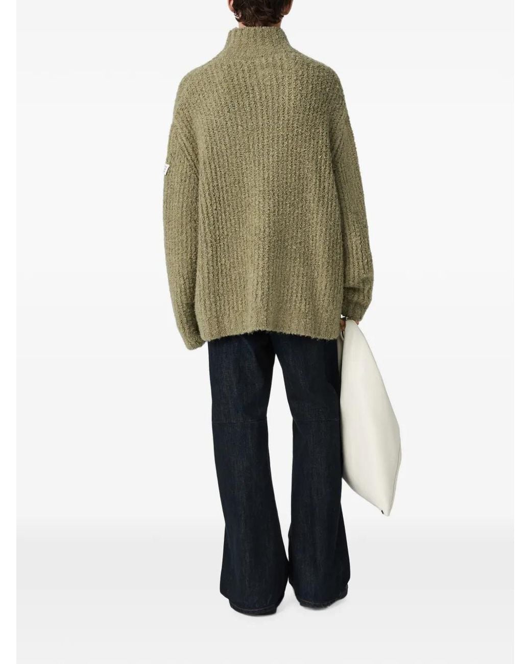 MM6 by Maison Margiela Green Pull En Maille Bouclée À Col Roulé for men