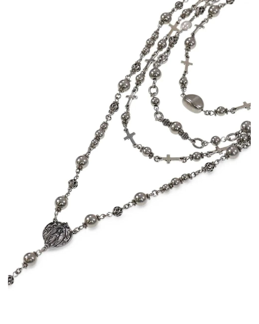 EPHMRL White Layered Cross-Pendant Necklace for men