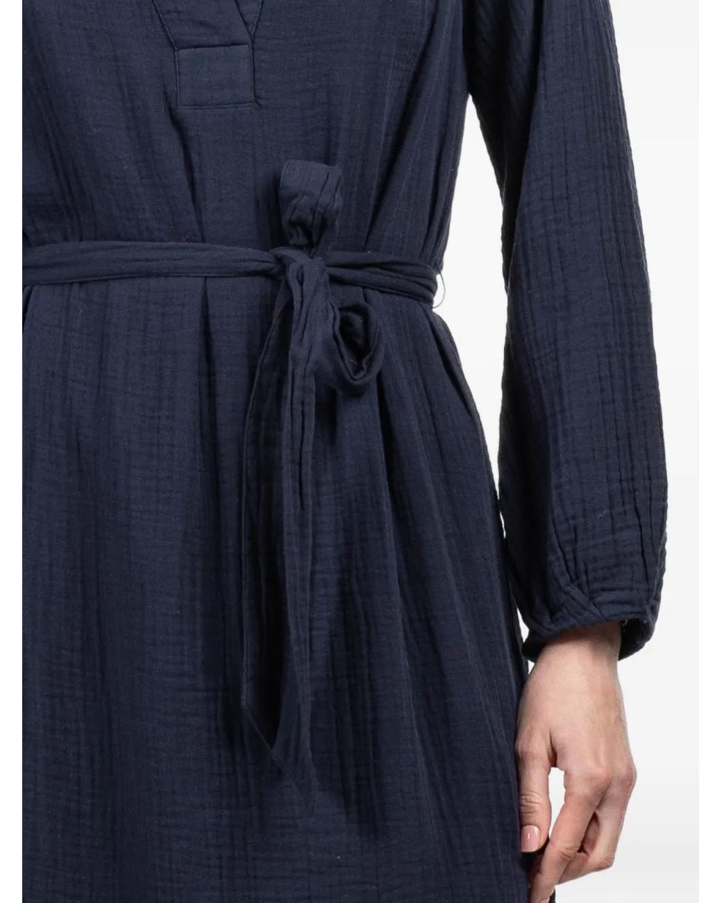 Xirena Blue Josephine V-Neck Tie Midi Dress