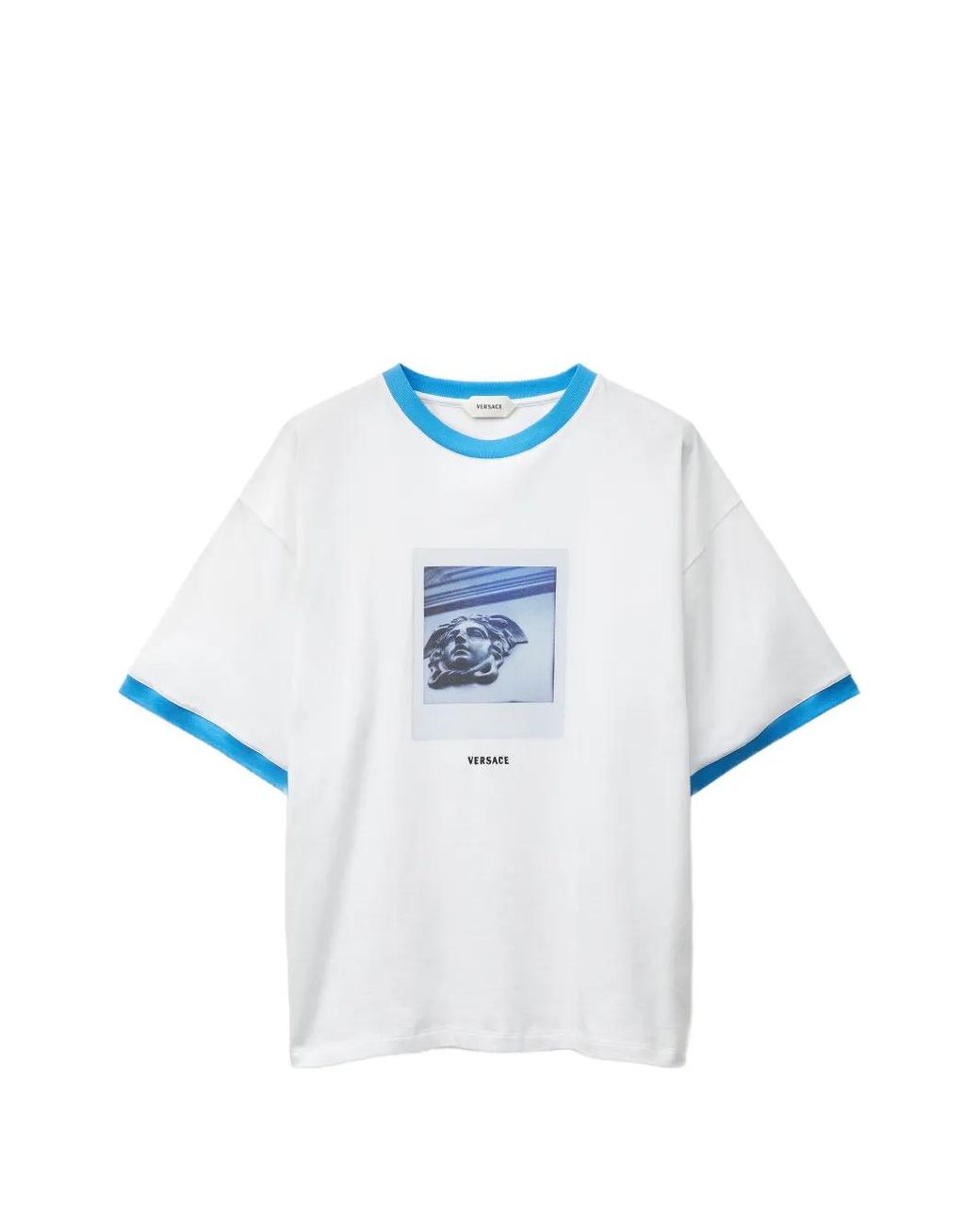Camiseta De Algodón Con Estampado Versace de hombre de color Blue