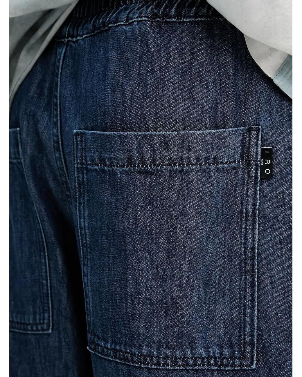 IRO Blue Cargo-Pockets Drawstring Wide-Leg Jeans for men