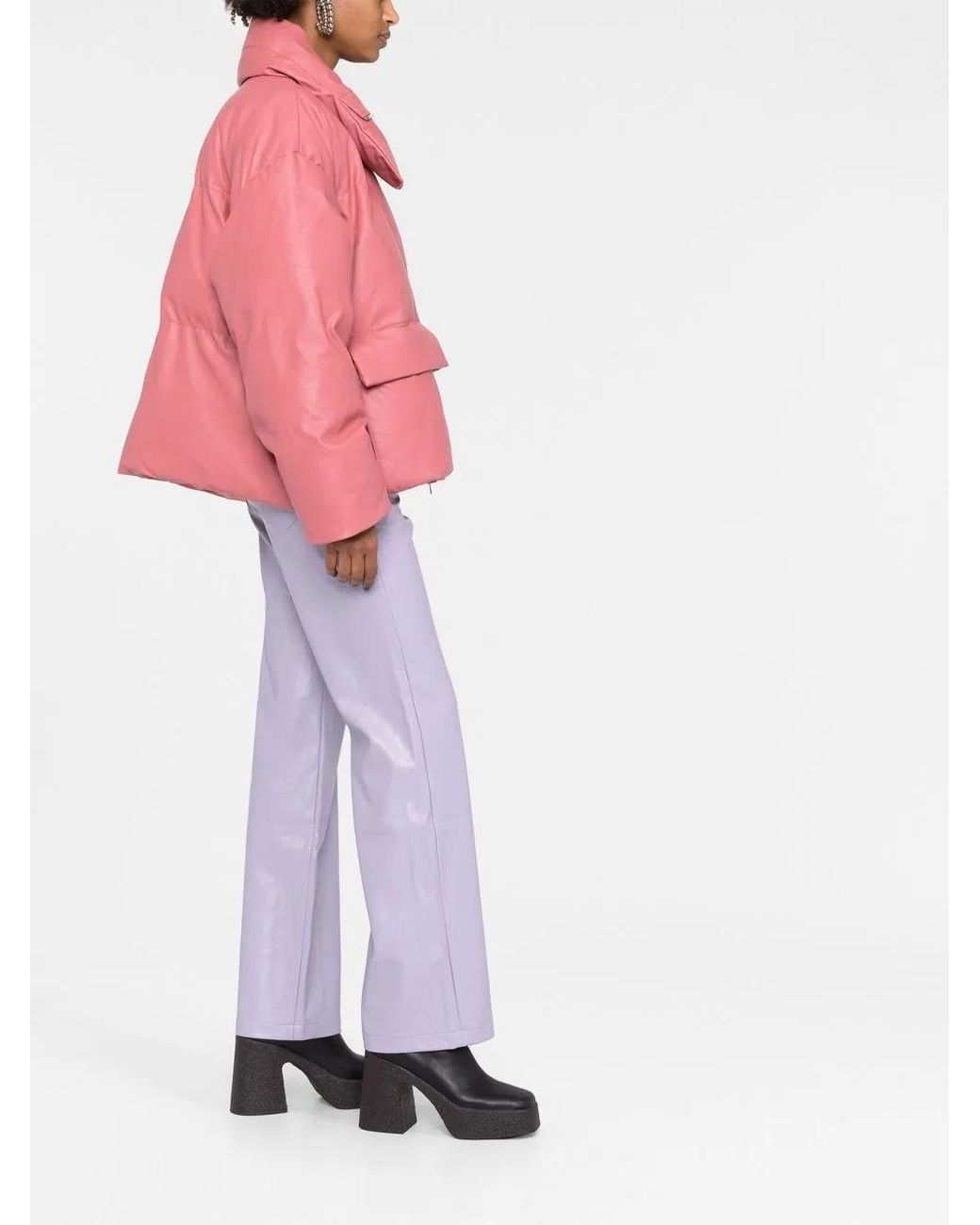 Stella McCartney Pink Faux-leather Puffer Jacket