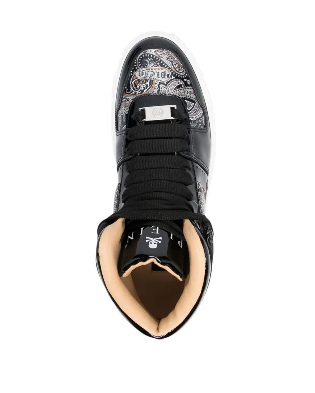 Philipp Plein Black Paisley High-Top Sneakers