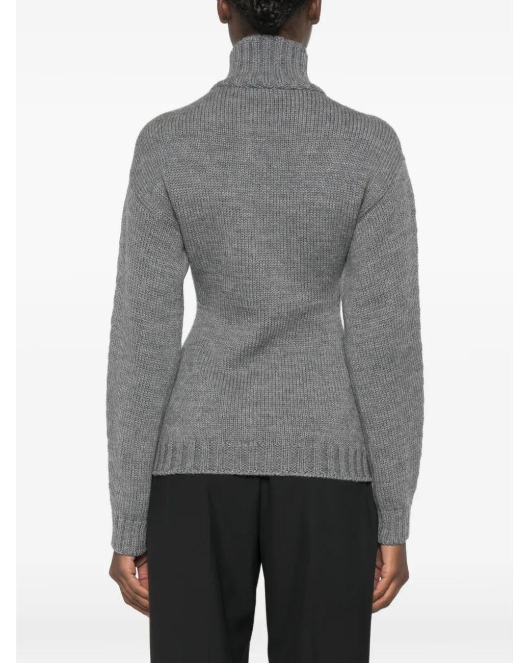 Jil Sander Gray Ribbed-Knit Sweater
