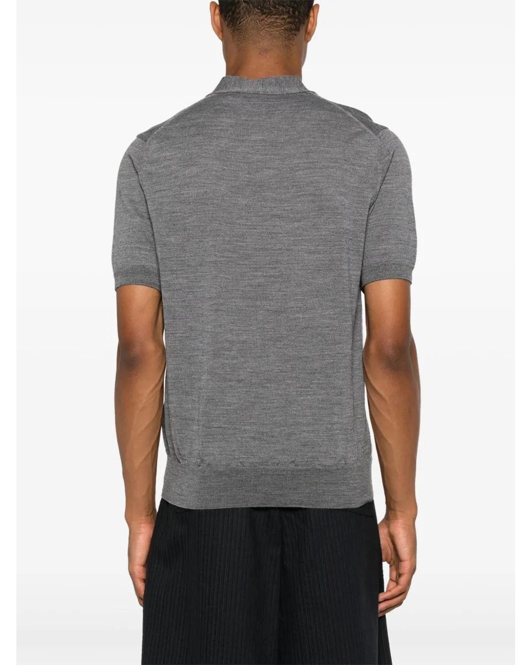 COMME DES GARÇONS PLAY Gray Logo-Patch Short-Sleeve Cardigan