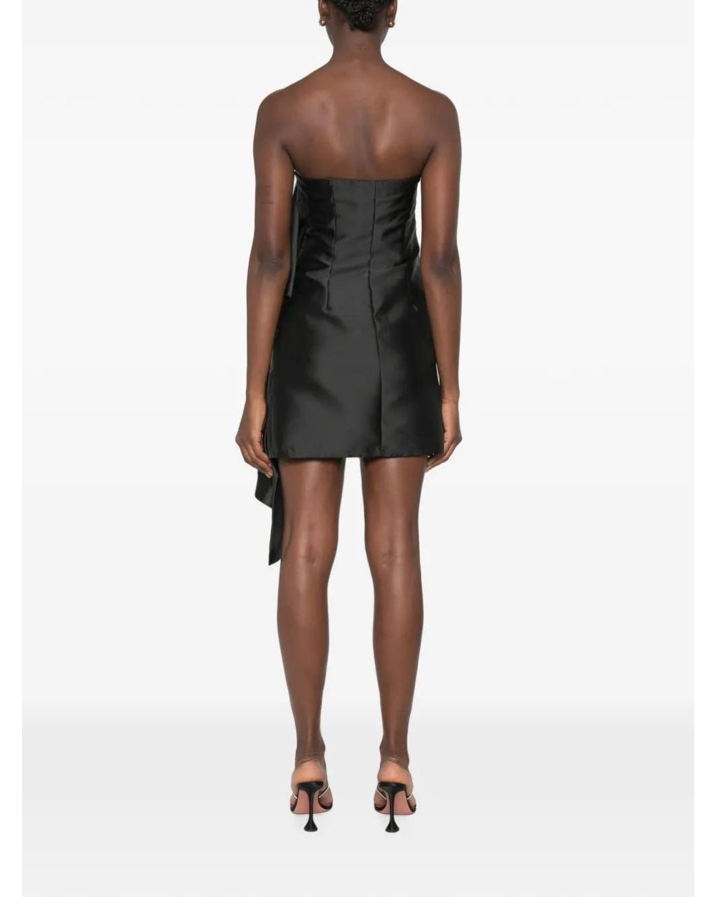 SIMONA CORSELLINI Black Strapless Ruffled Mini Dress