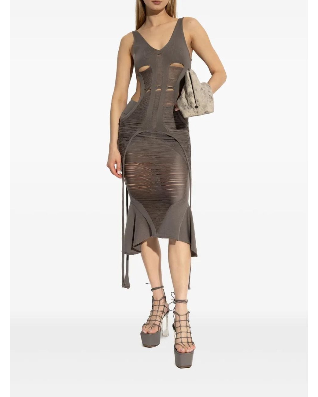 Rick Owens Black Web Platform Leather Heeled Sandals