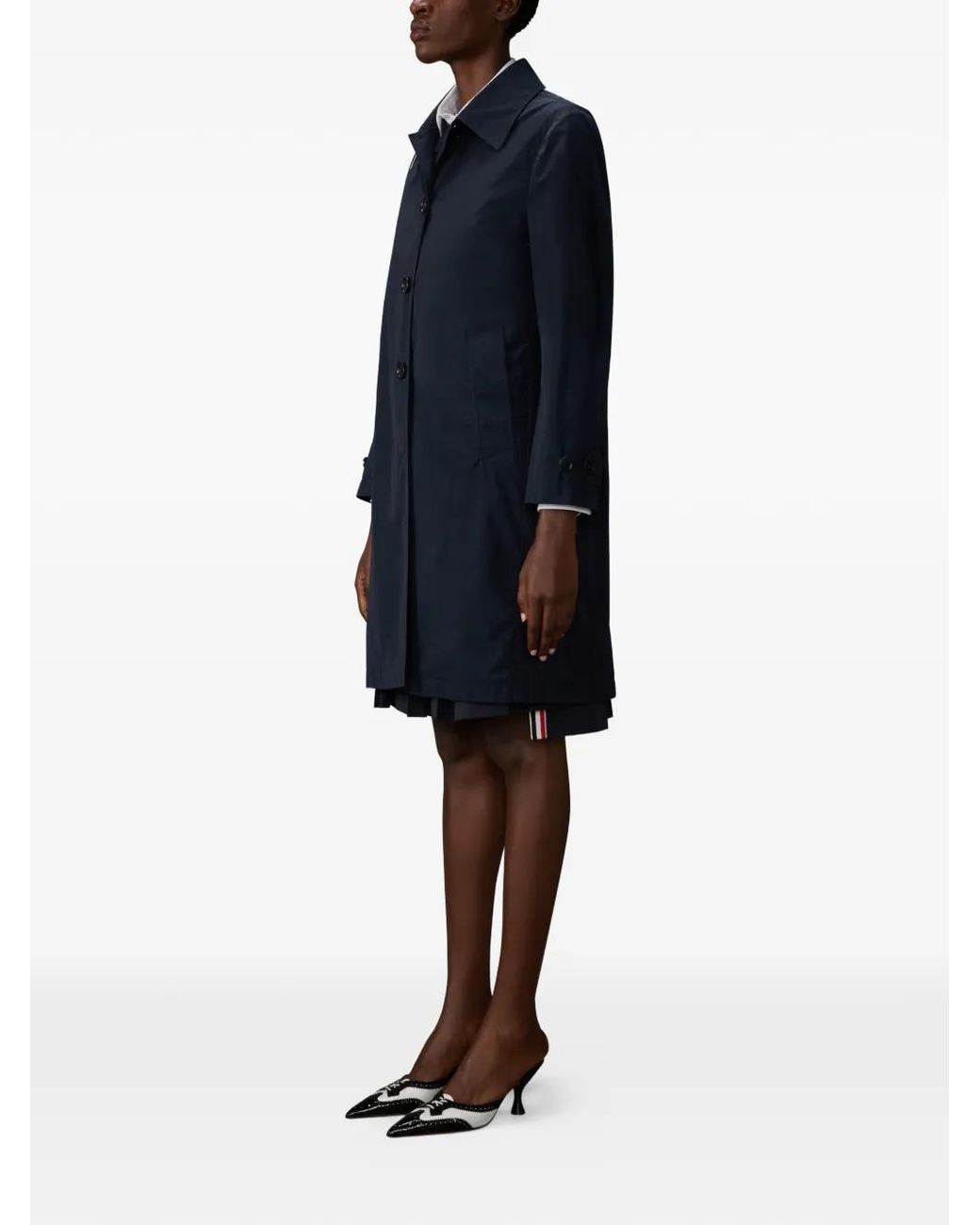 Thom Browne Blue Button-Fastening Coat