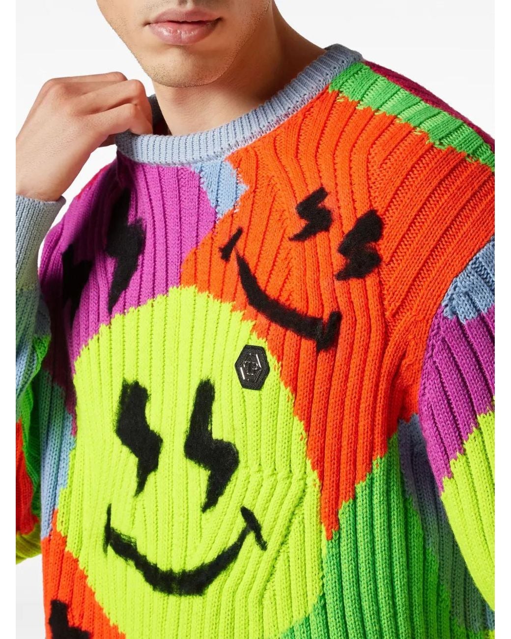 Philipp Plein Green Smile Graffiti Jumper for men