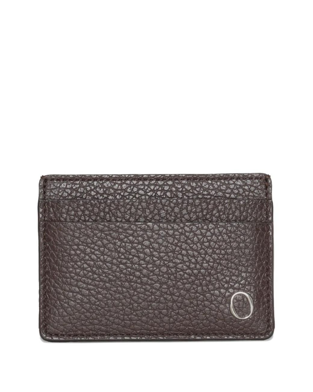 Orciani Gray Hammered-Leather Logo Cardholder for men