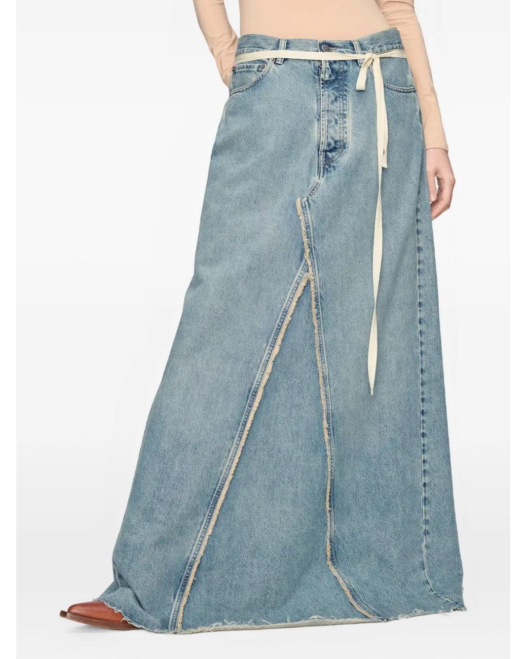 Maison Margiela Blue Jupe En Jean À Coupe Longue