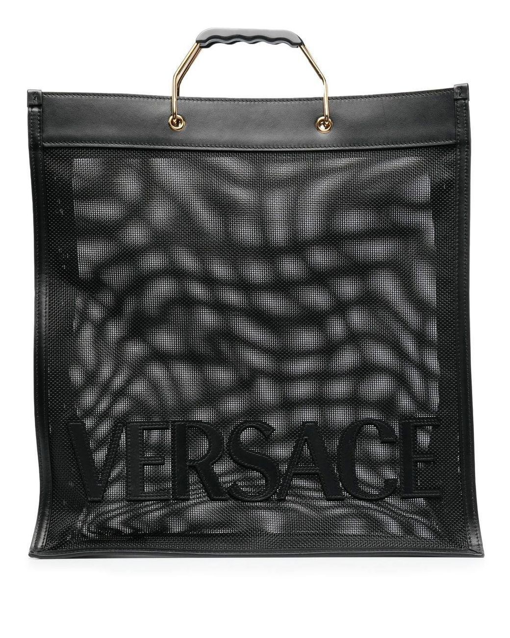 Versace Shopper Logoembellished Tote Bag in Black for Men Lyst