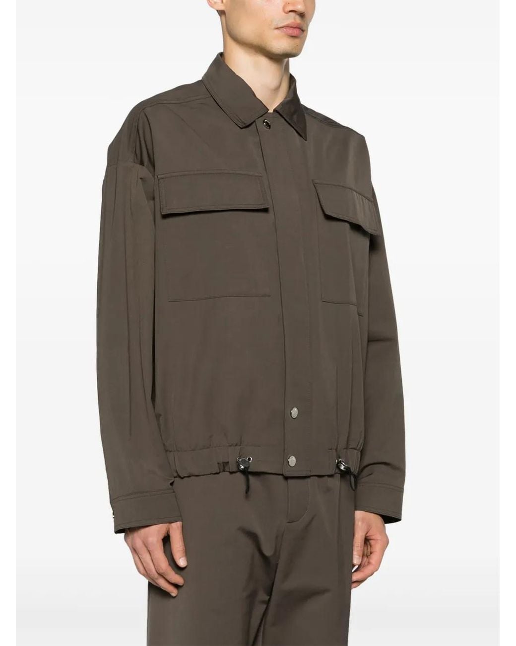 Nanushka Gray Drawstring Twill Shirt Jacket for men