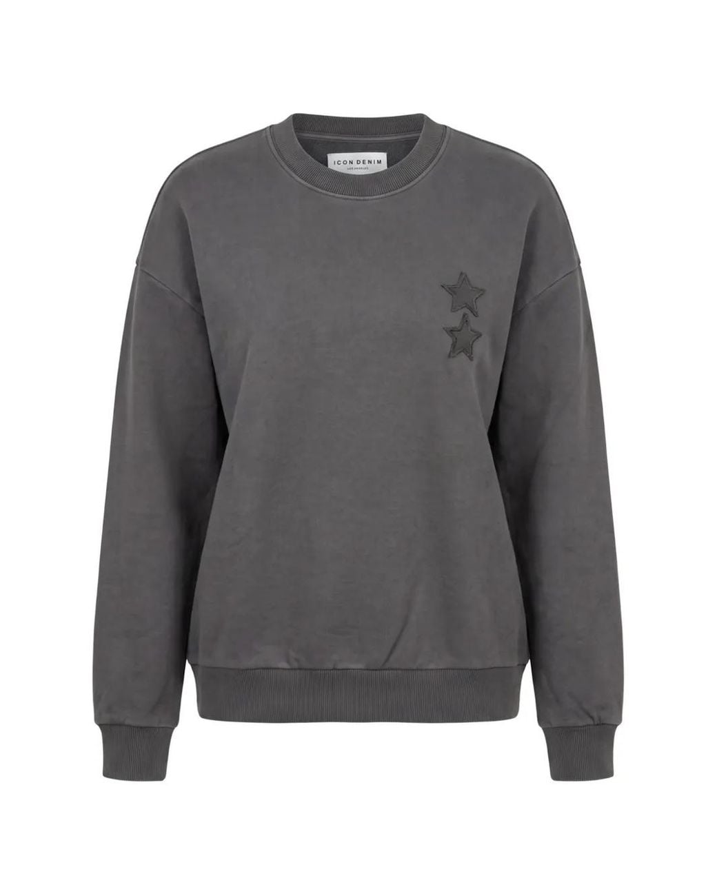 ICON DENIM Gray Star-Patchwork Sweatshirt