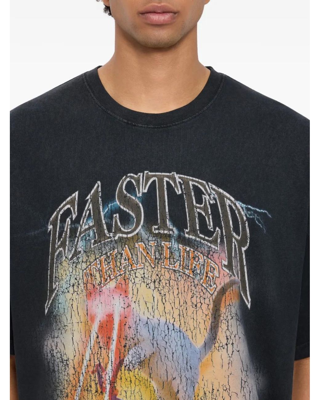 MSGM Blue T-Shirt À Imprimé Graphique for men