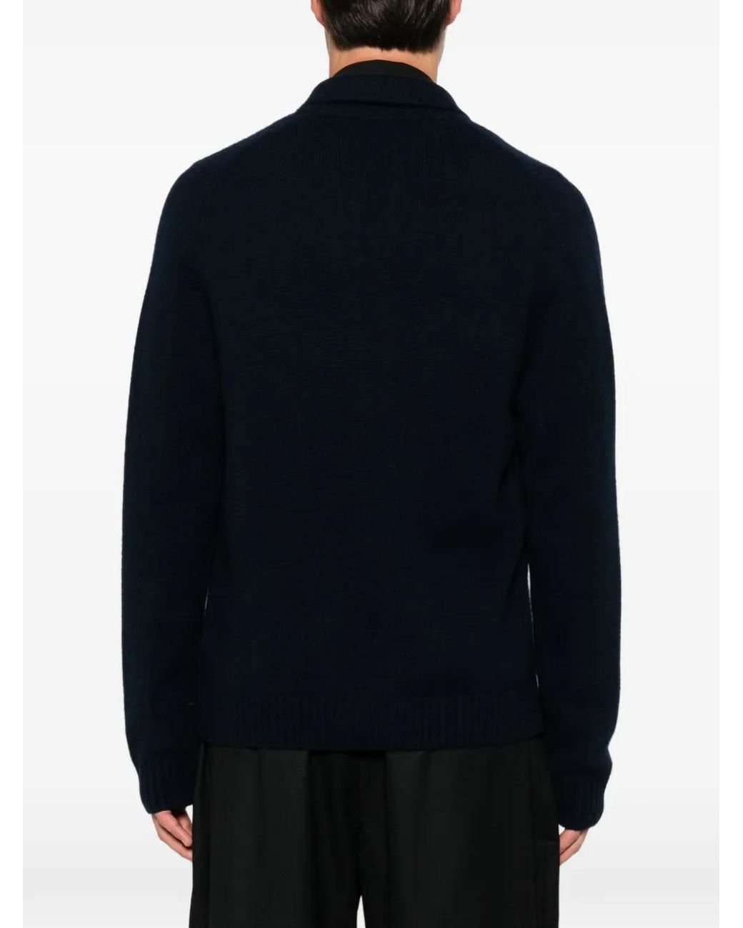 From Future Blue Button-Up Patch-Pocket Cardigan for men