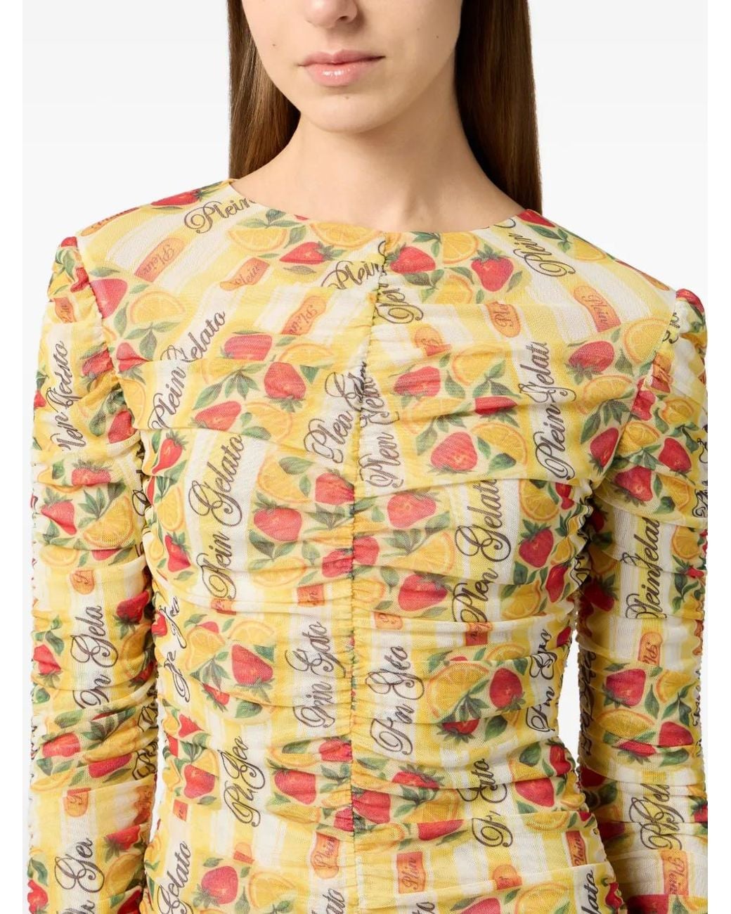 Philipp Plein Yellow Wrinkled Tulle Mini Dress Gelato