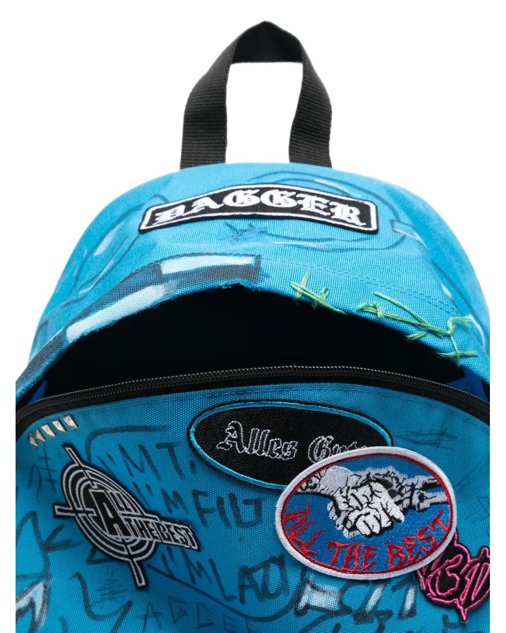 DAGGER Blue X Eastpak Patch-Detail Graffiti-Print Backpack for men