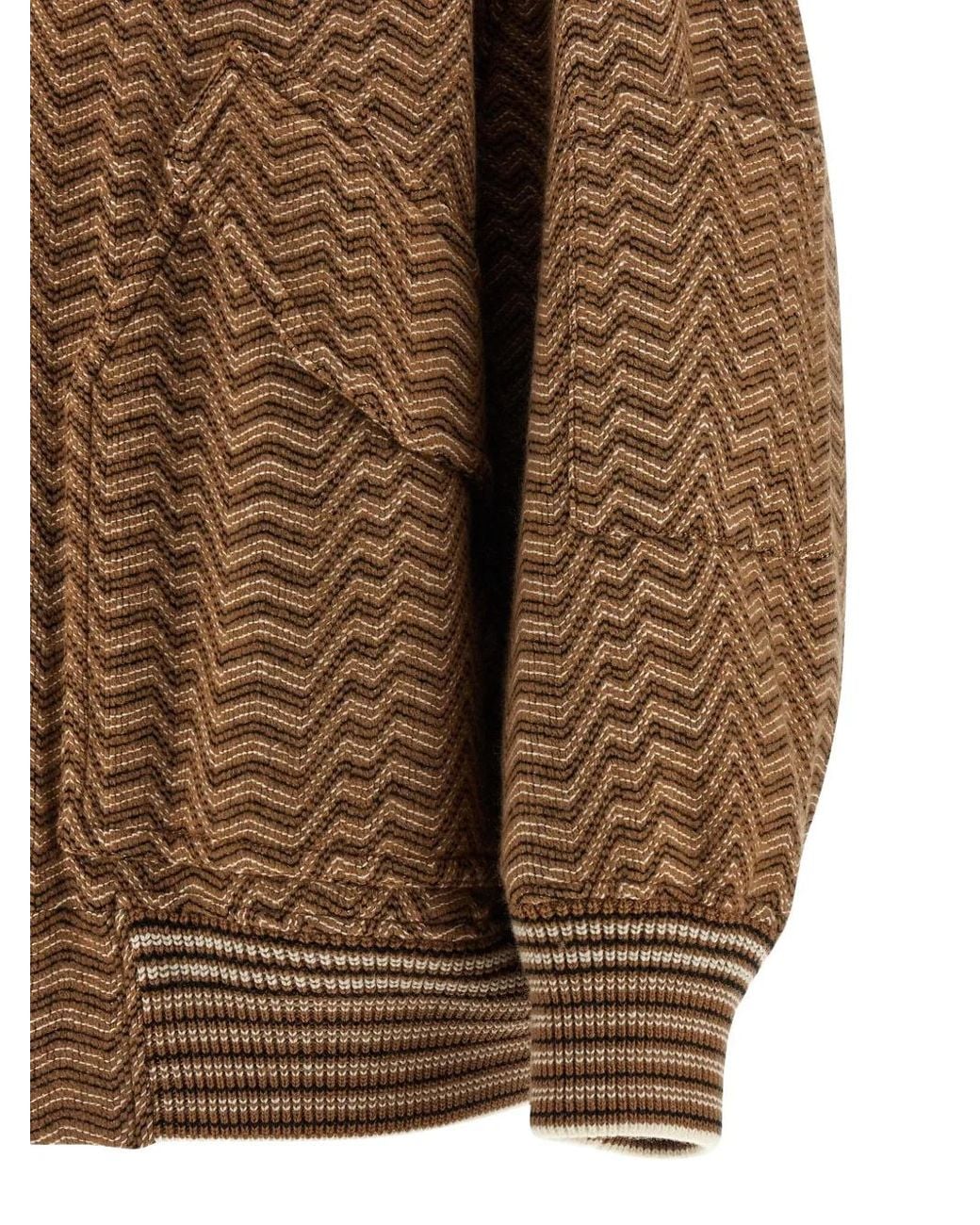 Missoni Brown Chevron Pattern Bomber Jacket