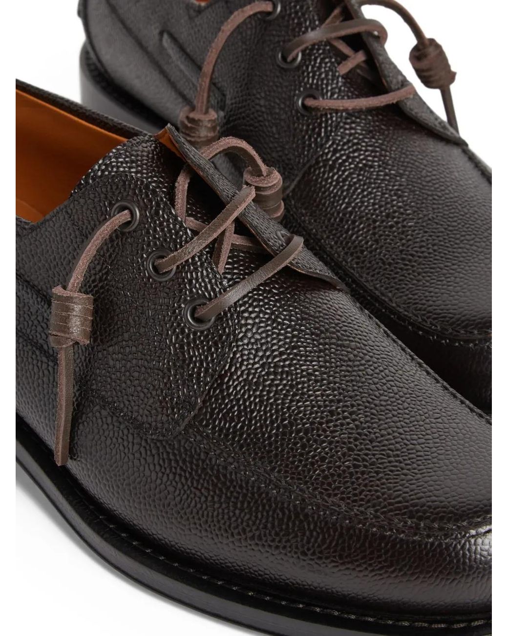 DSquared² Brown Grainy-Texture Boat Shoes for men