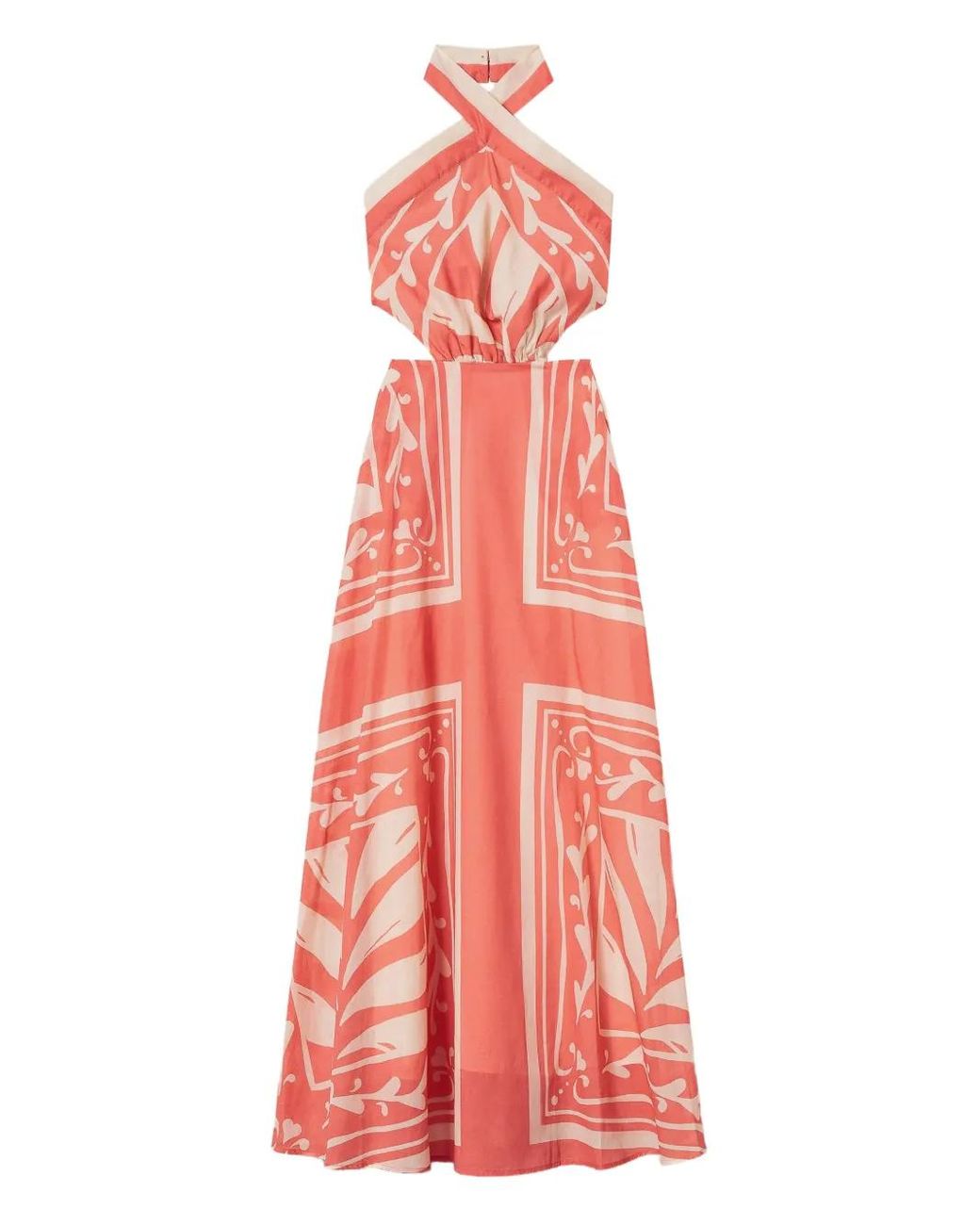 Twinset Red Robe Longue Imprimée À Dos-Nu