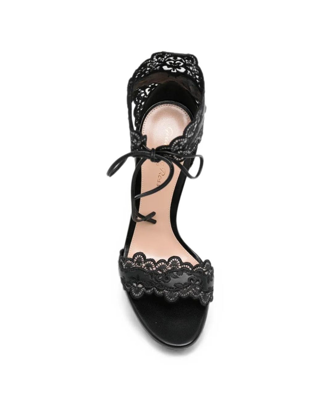 Gianvito Rossi Black Evie Lace-Trim Sandals