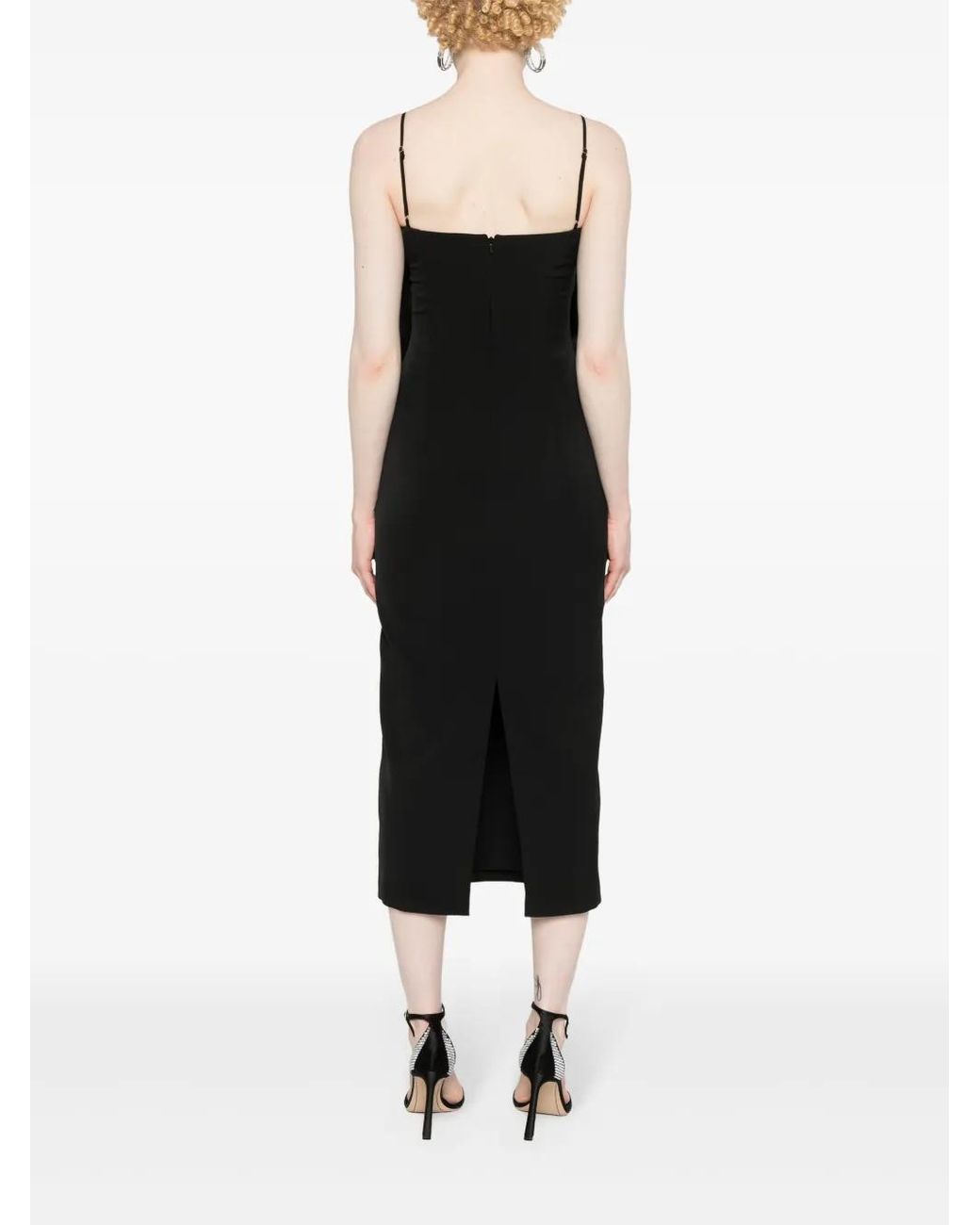 Nissa Black Floral-Appliqué Dress