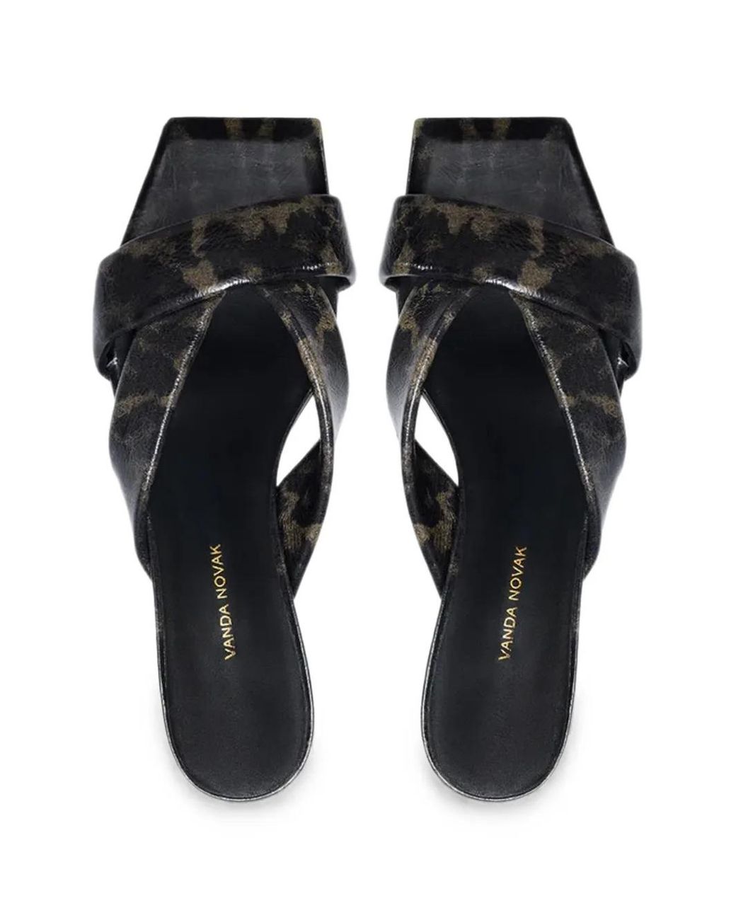 VANDA NOVAK White Mules En Cuir À Imprimé Léopard Mona