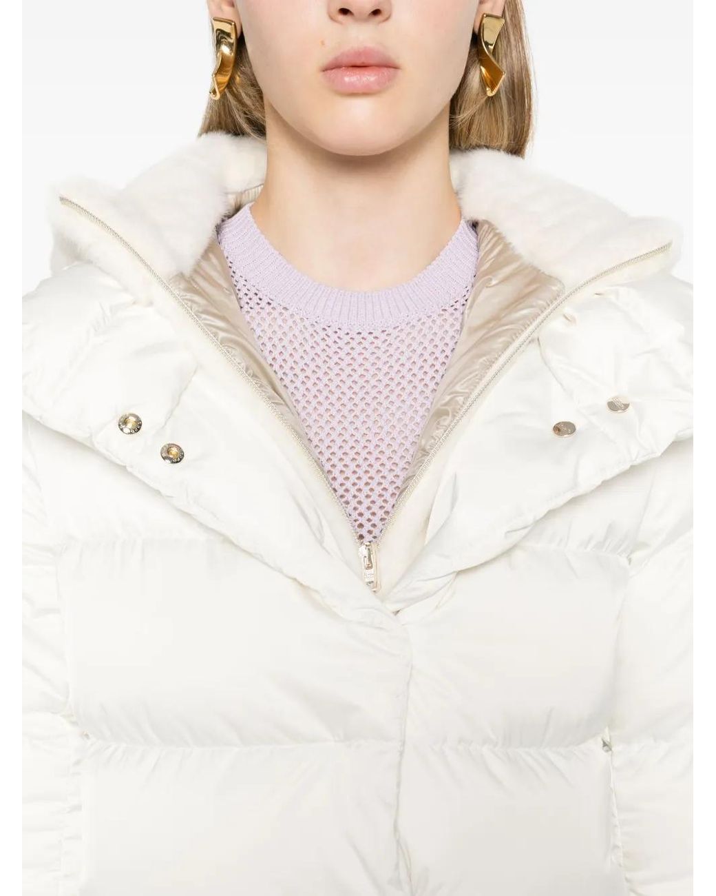 Herno White Layered Puffer Coat