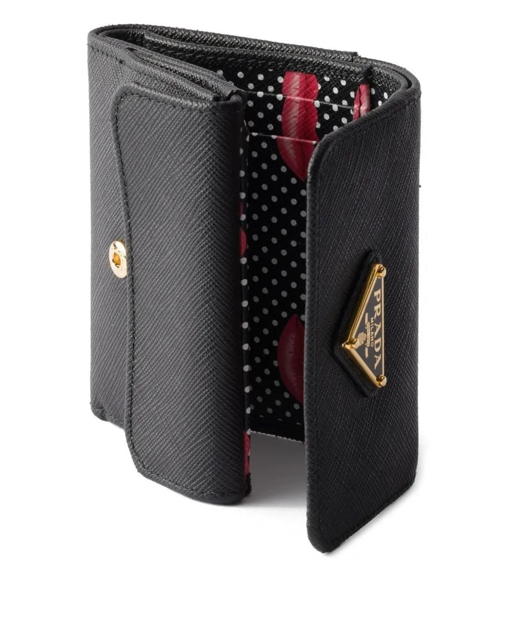 Prada Black Leather Triangle-Logo Wallet