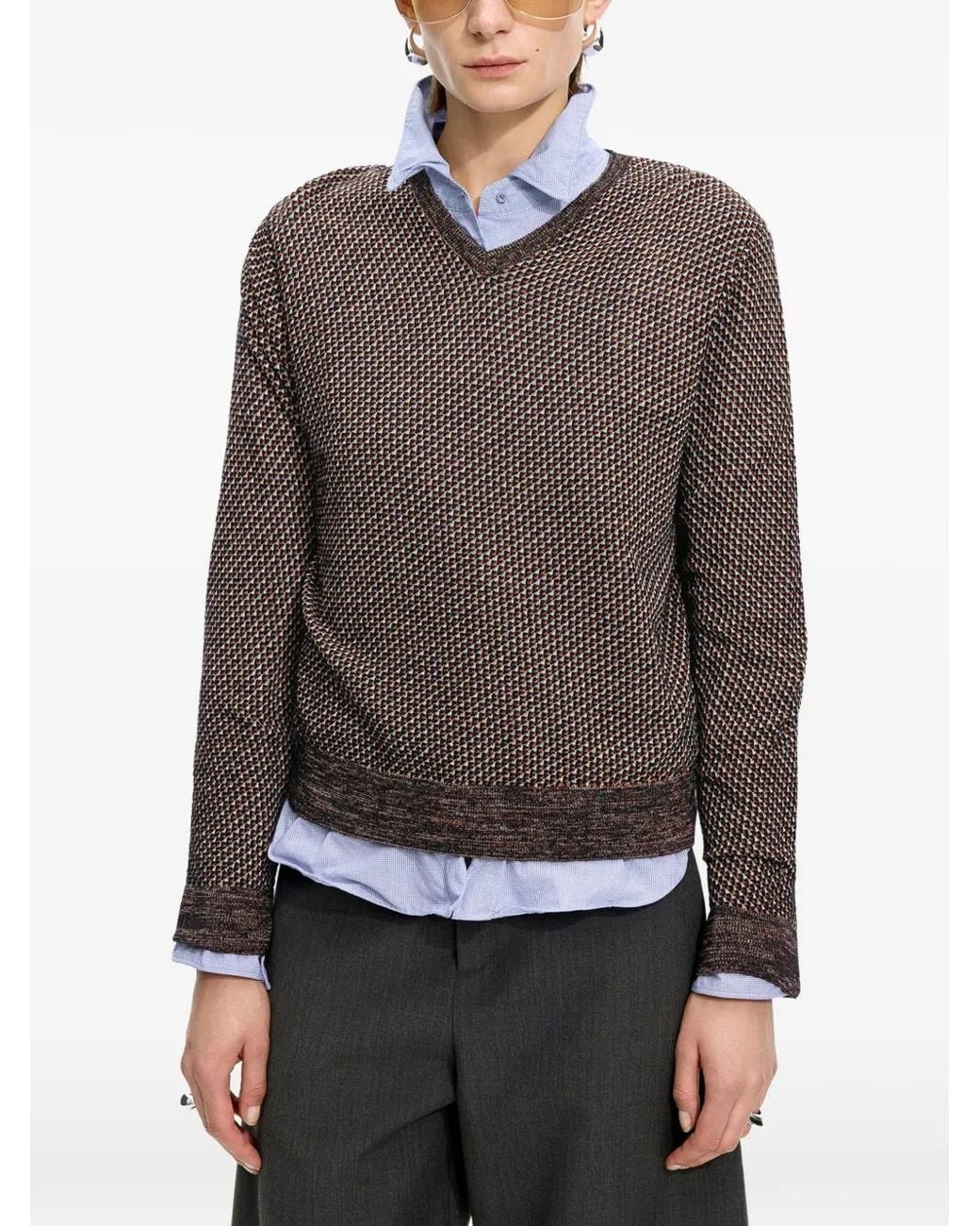 JNBY Brown V-Neck Sweater