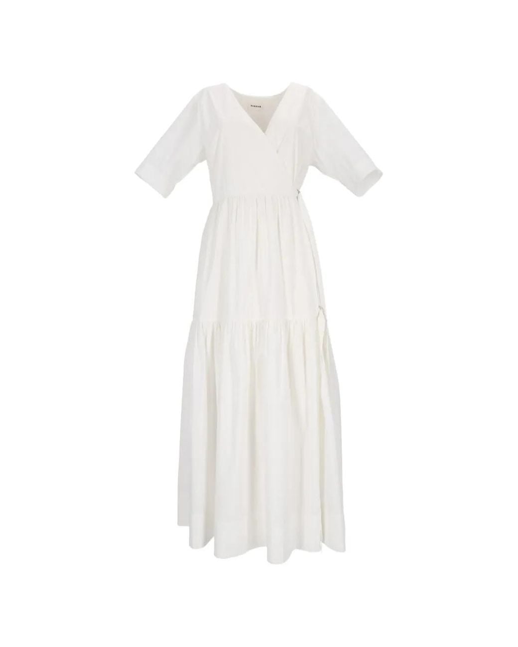 P.A.R.O.S.H. White Tiered Wrap Maxi Dress