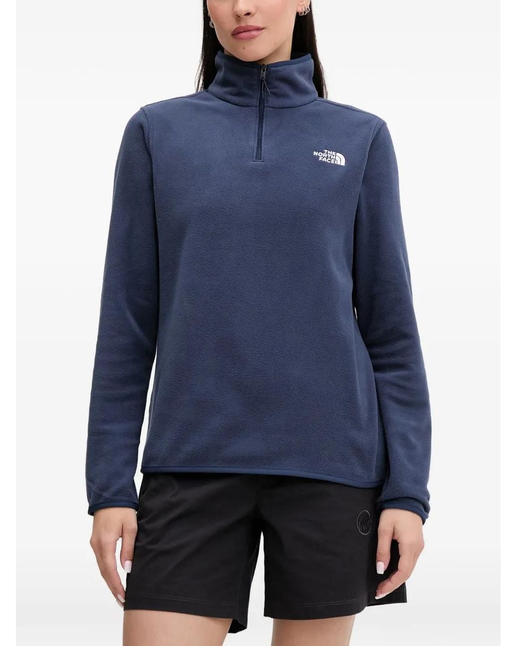 The North Face Blue Logo-Embroidered Quarter-Zip Sweatshirt