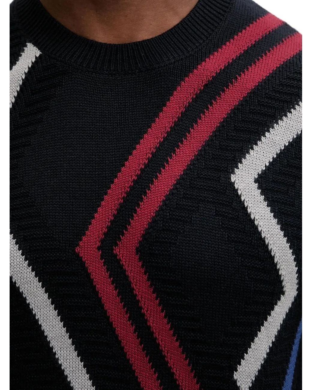 ARMANI EXCHANGE Blue Zigzag-Pattern Sweater for men