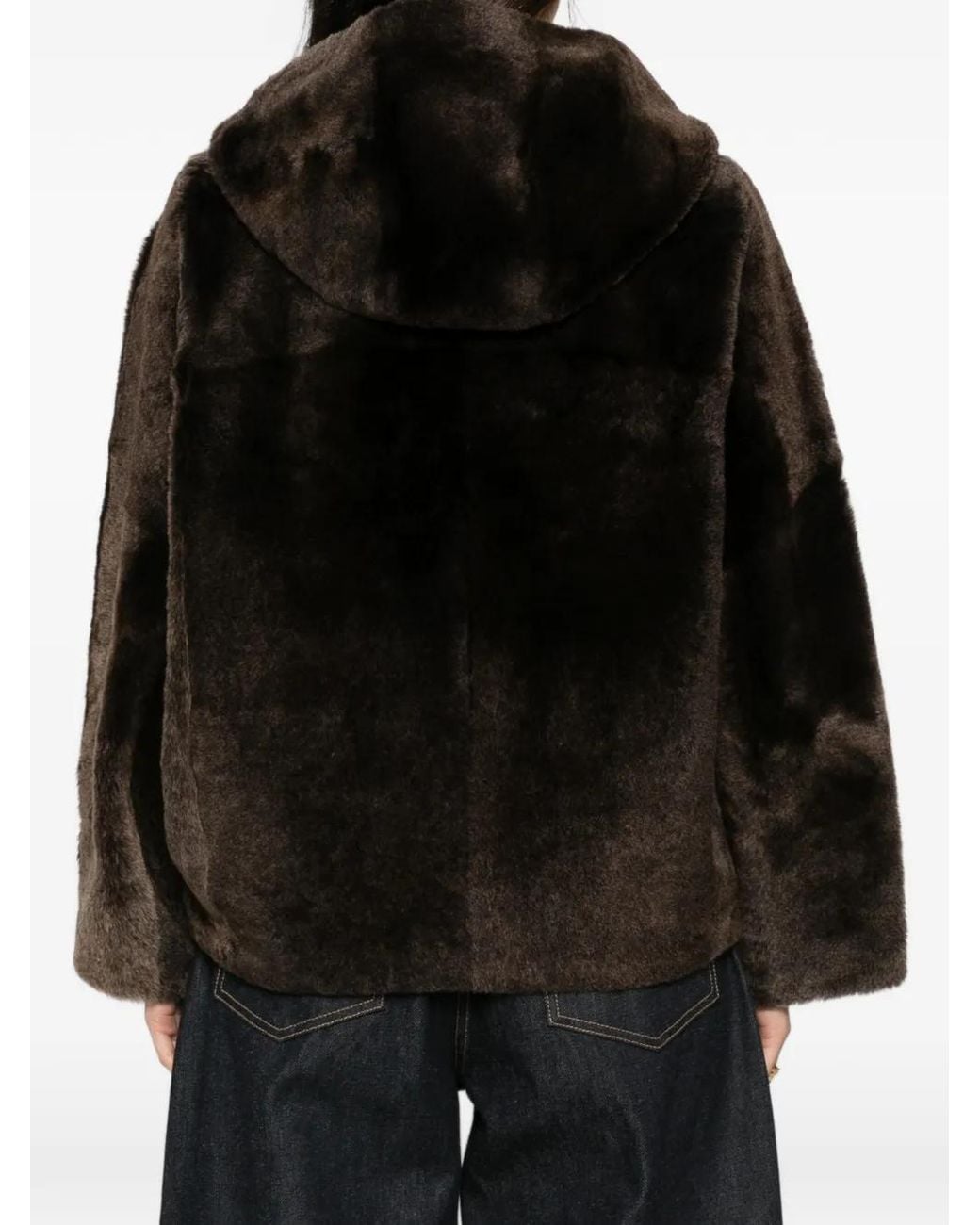 Yves Salomon Black Hooded Button-Fastening Jacket
