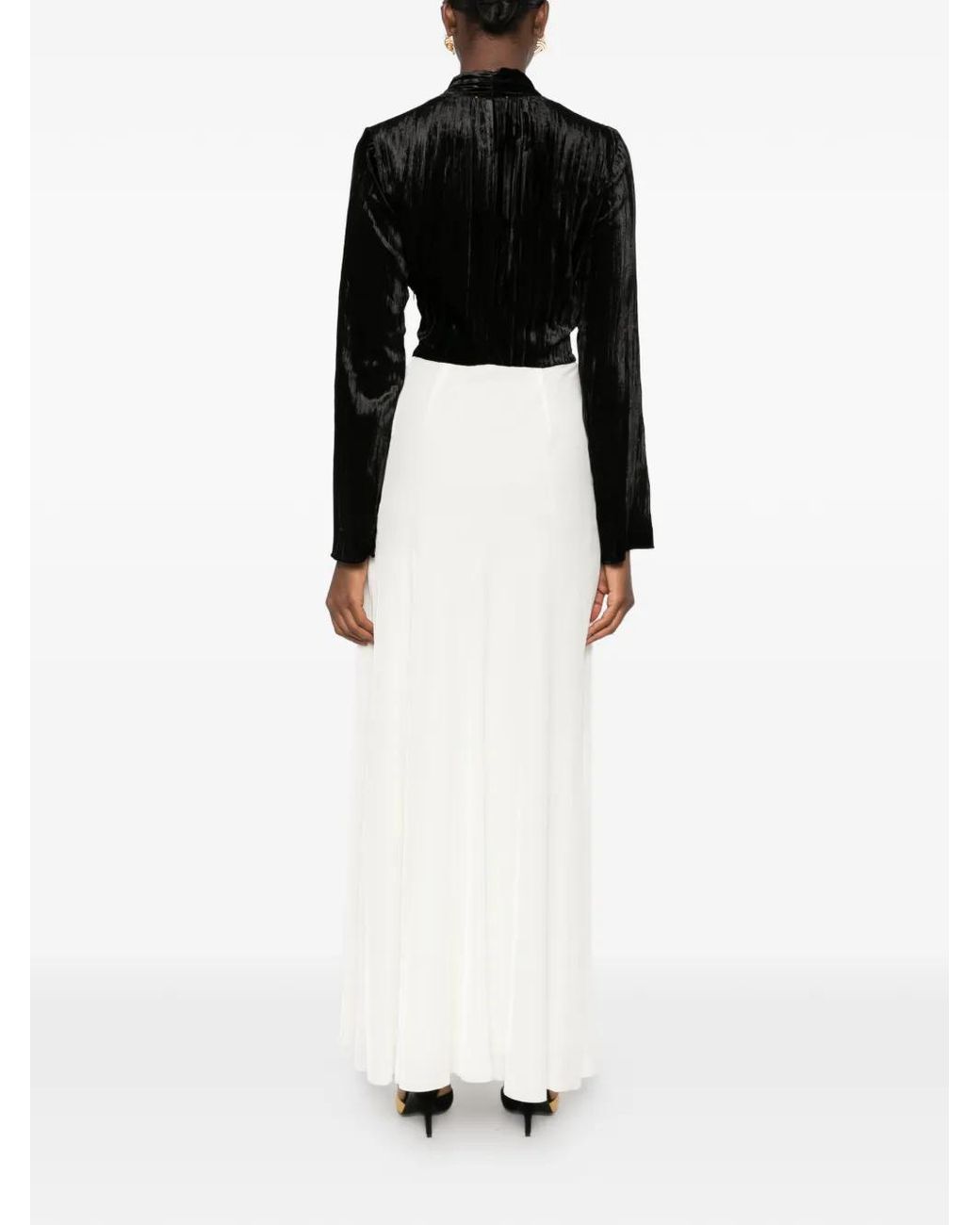 Forte_forte White Crushed-Velvet Tie-Front Dress