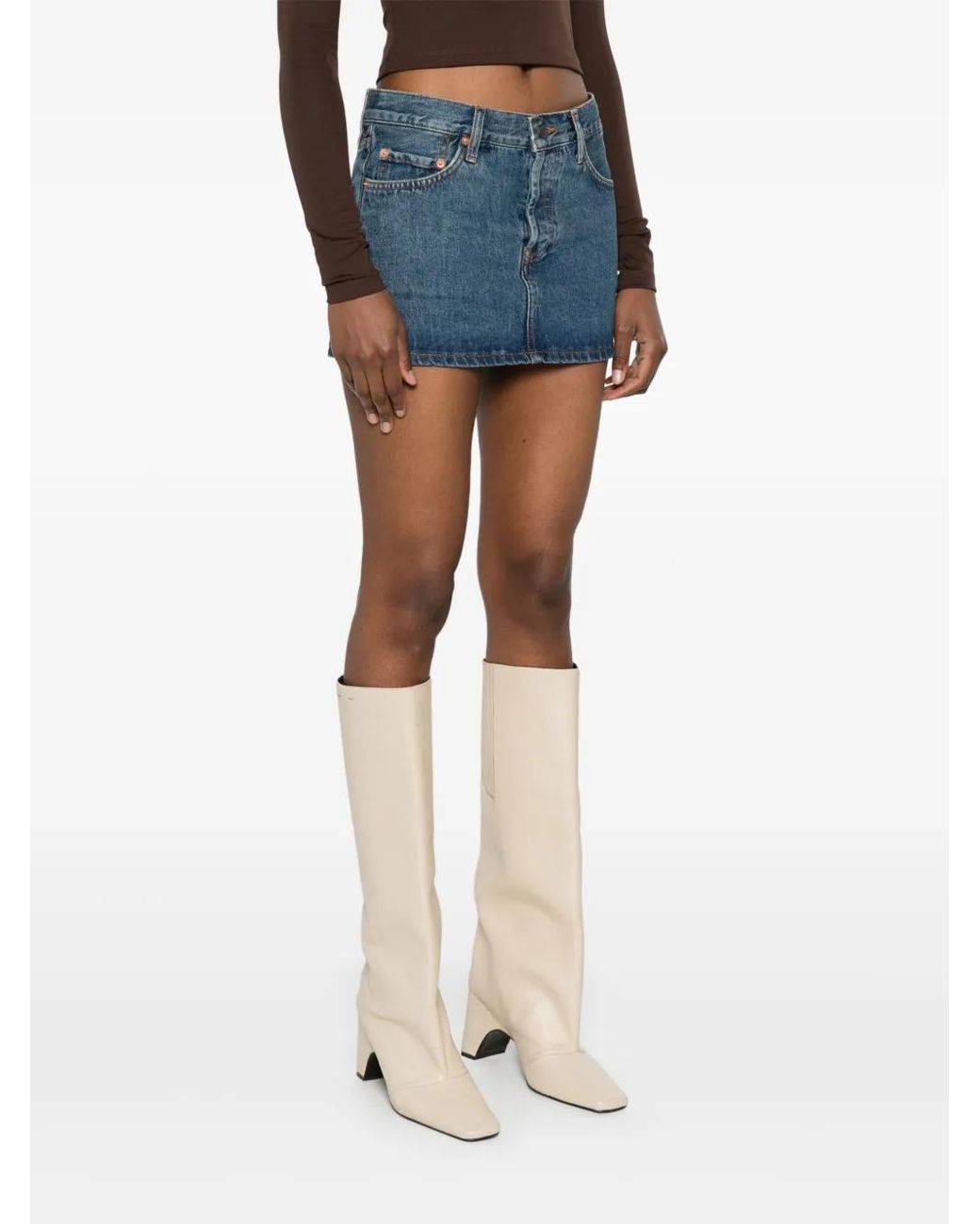 Wardrobe NYC Micro Mini Skirt in Blue | Lyst