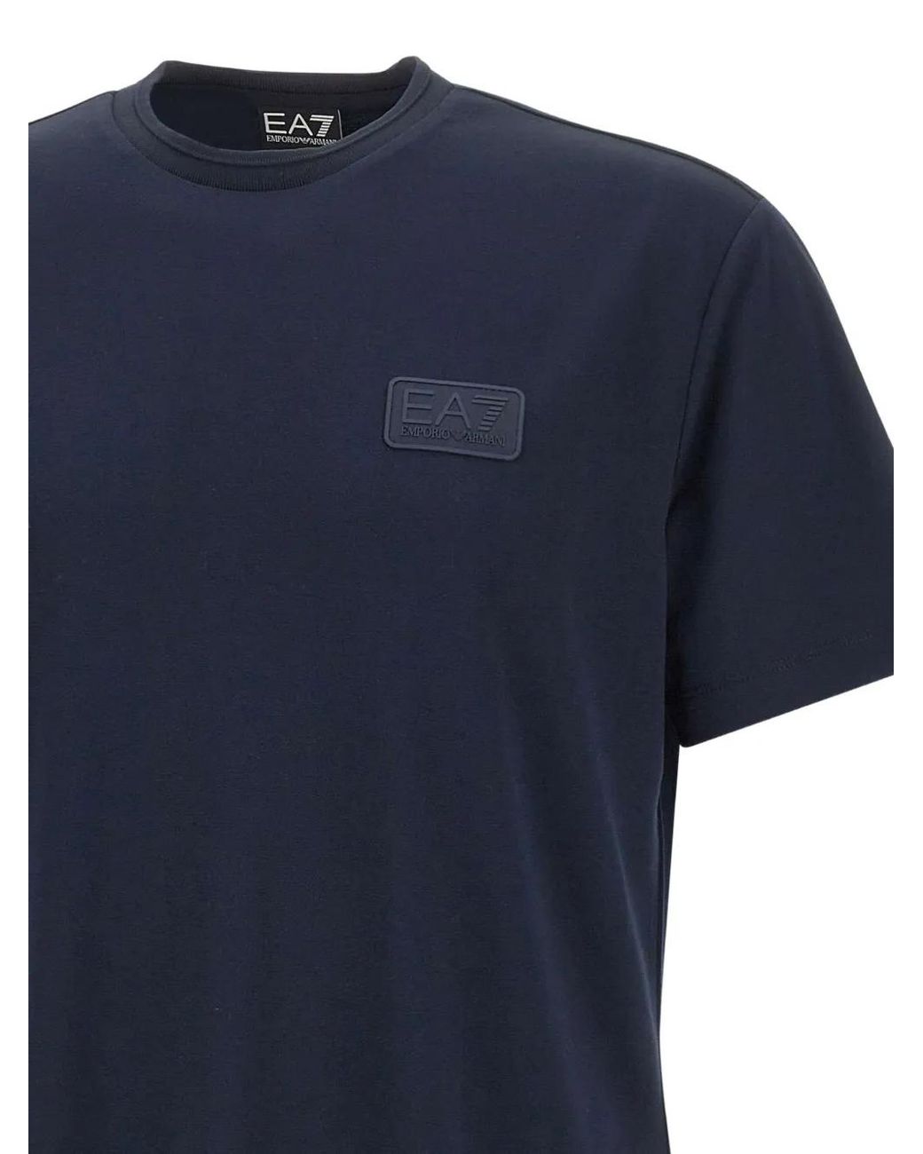 EA7 Blue Logo Crew Neck T-Shirt for men