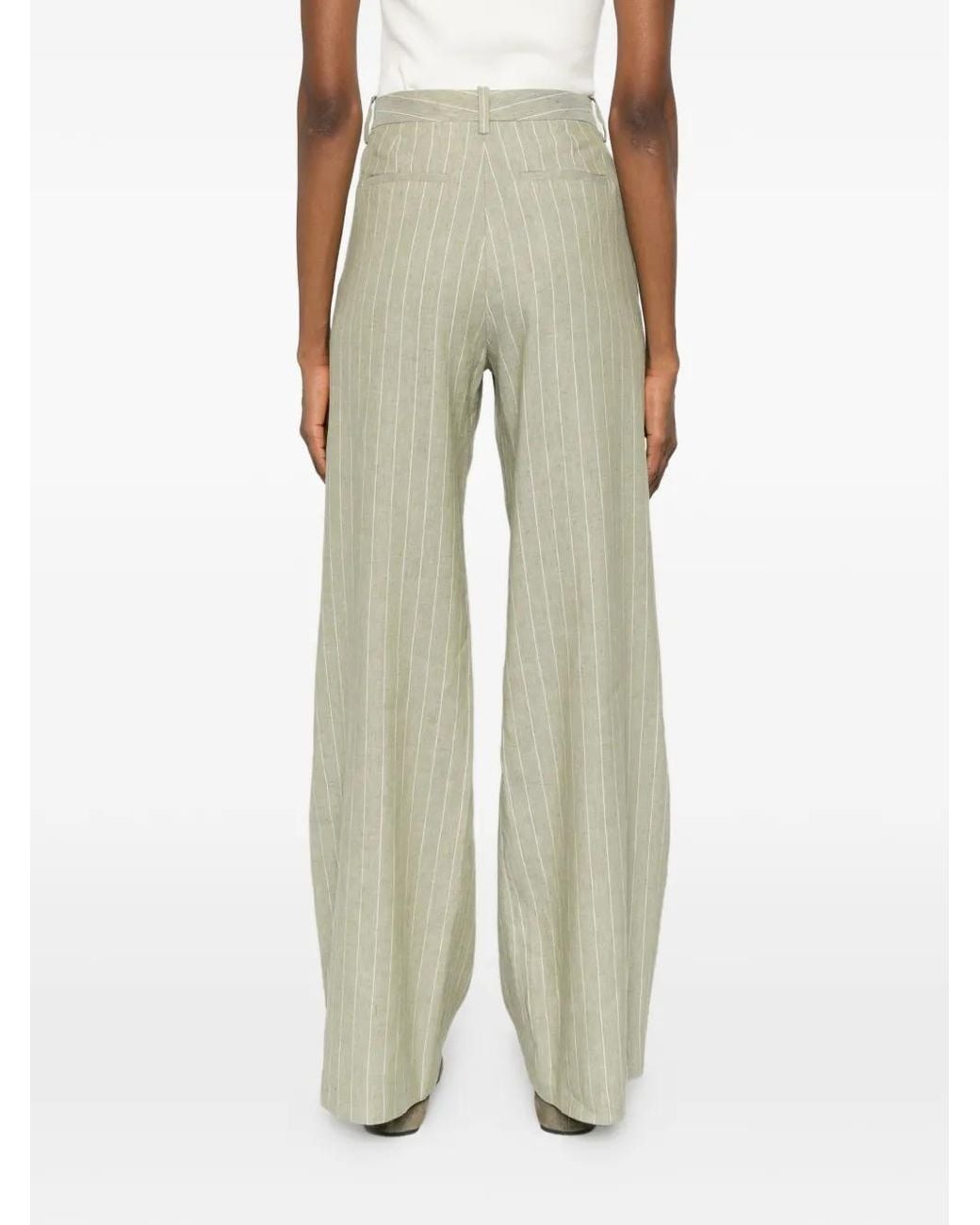 Maje White Linen-Blend Suit Trousers