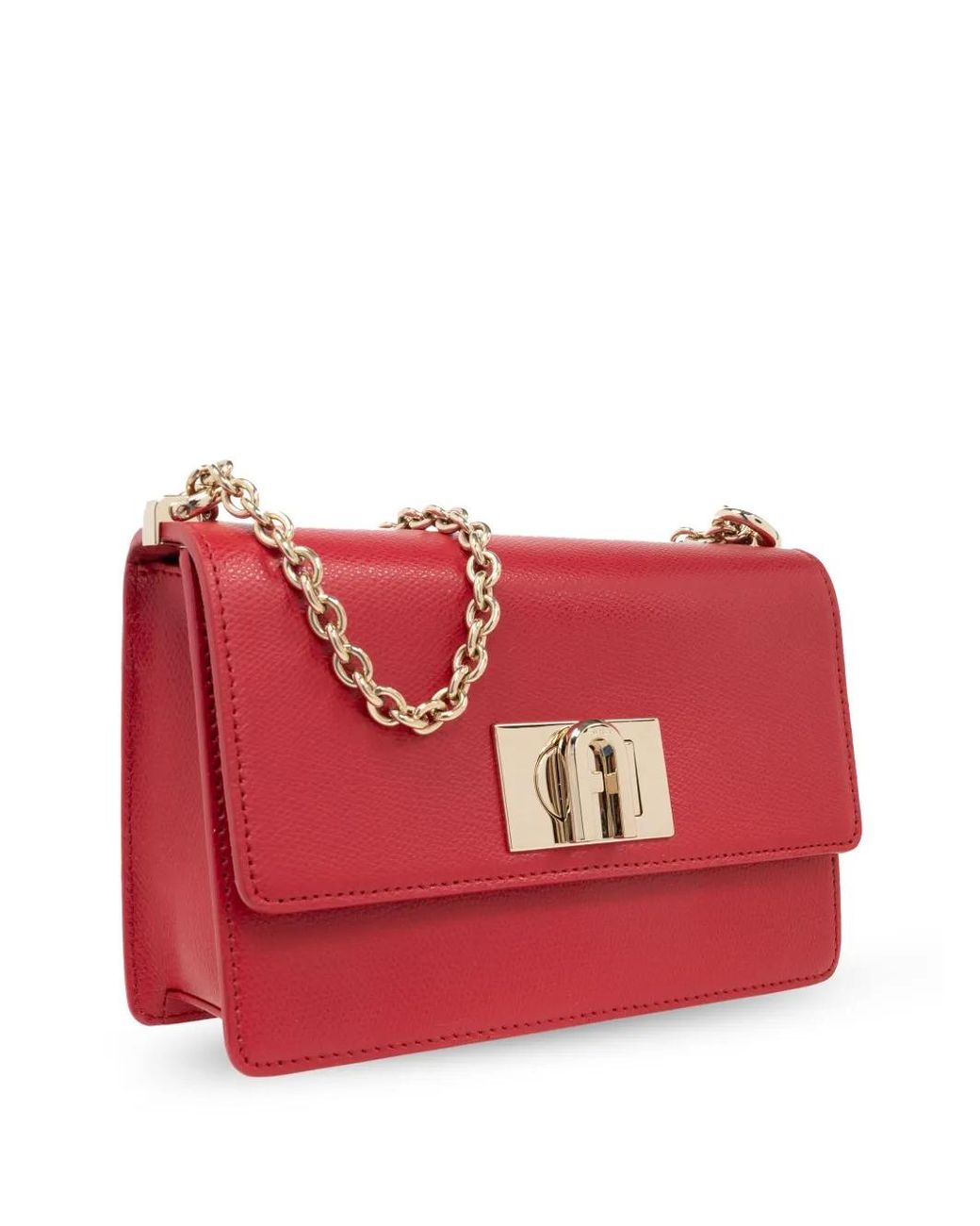 Furla Red Mini Ballerina Leather Crossbody Bag