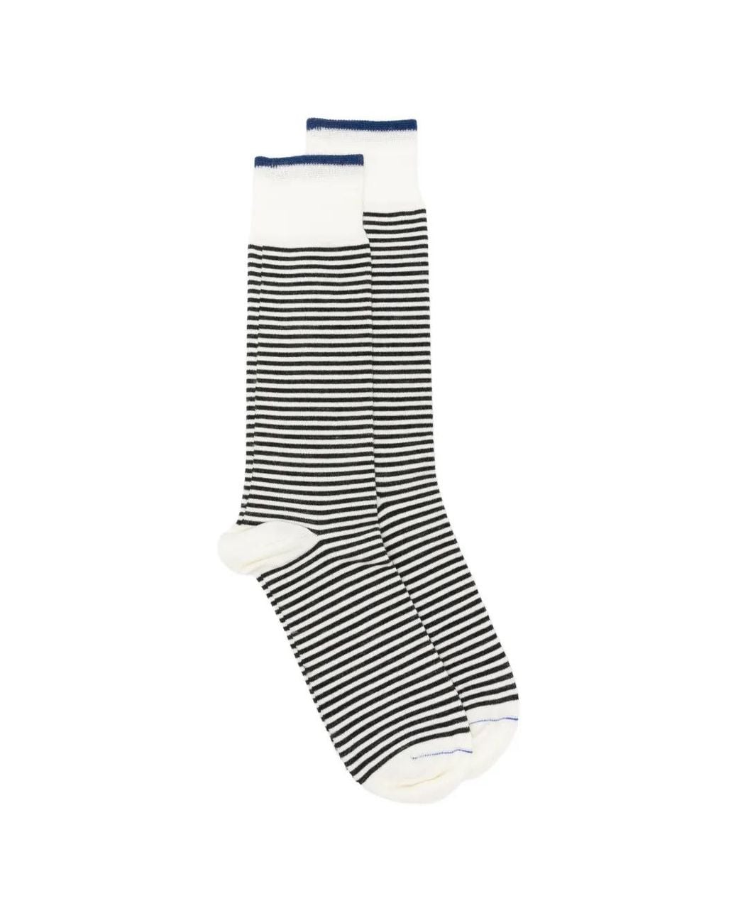 ANT45 White Thin Short Striped Ribbed-Trim Socks for men