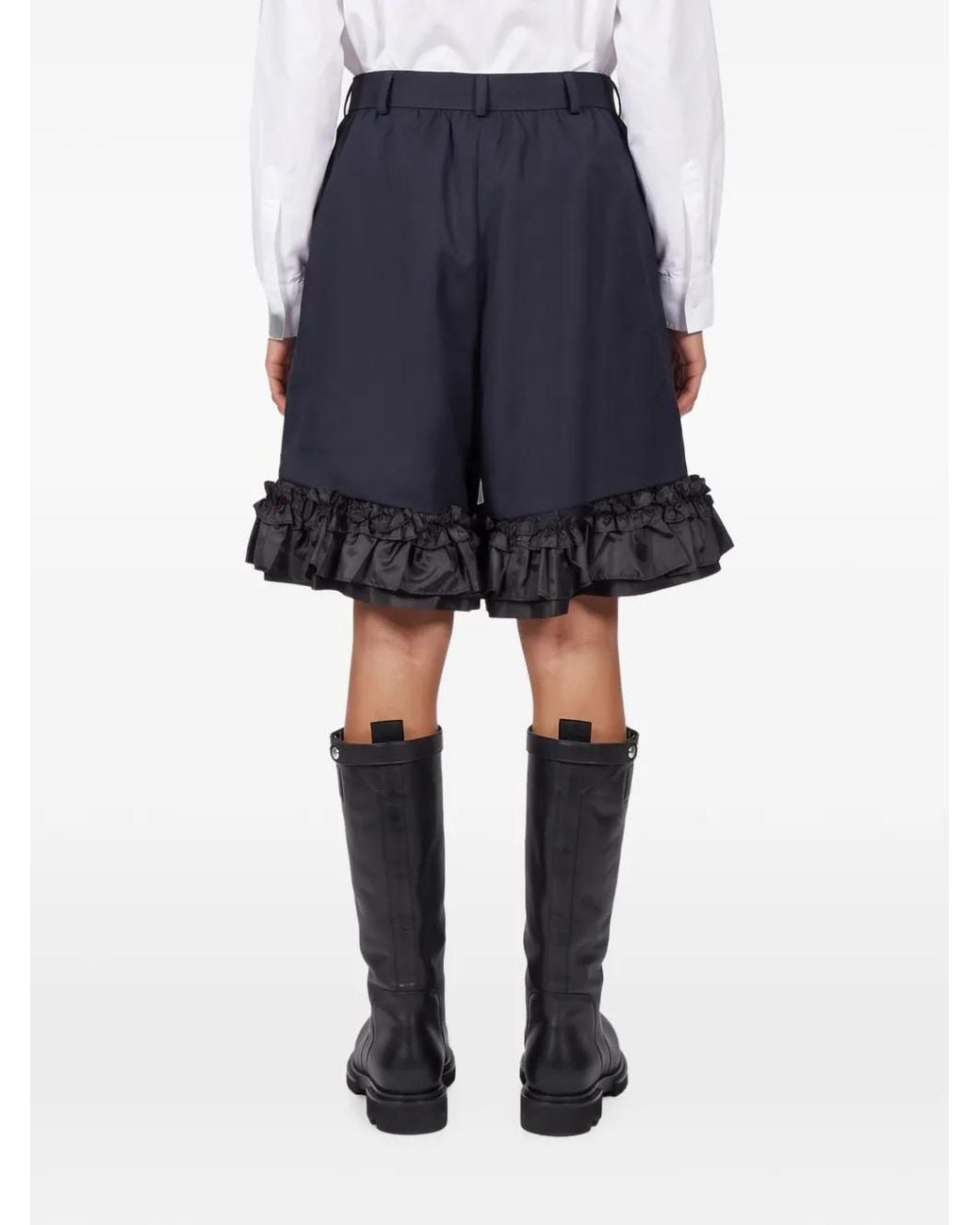 Comme des Garçons Blue Ruffled-Trim Shorts