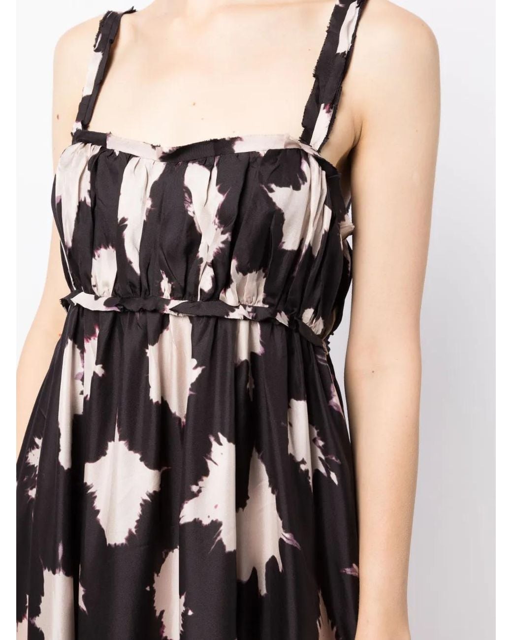 Ulla Johnson Black Abstract-Print Silk Midi Dress