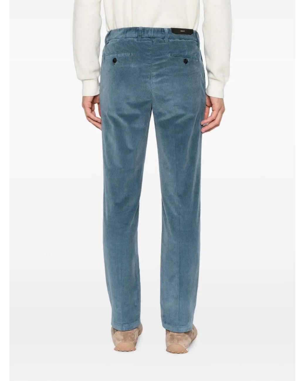 Briglia 1949 Blue Corduroy-Texture Trousers for men
