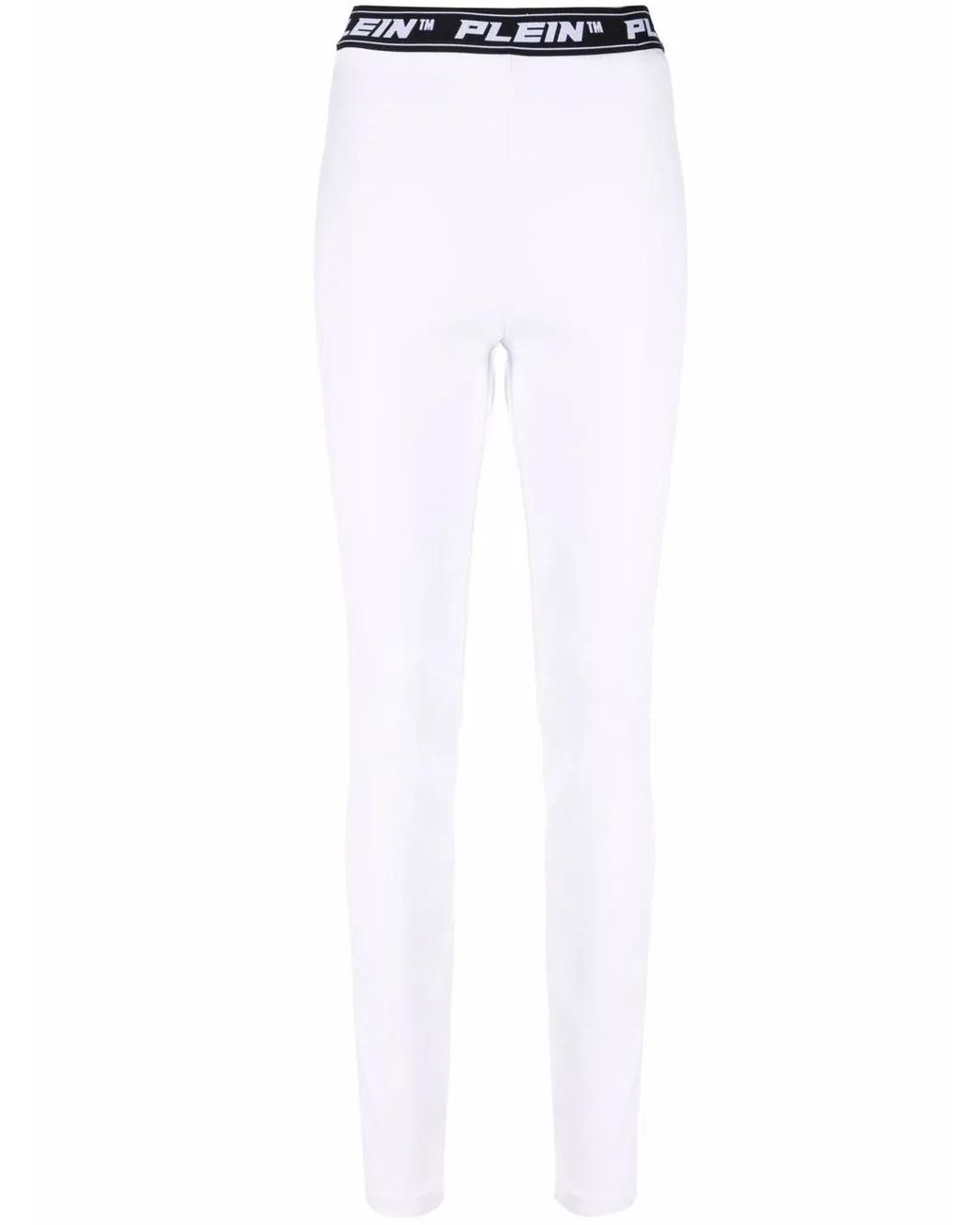 Philipp Plein White Logo-Waistband Leggings
