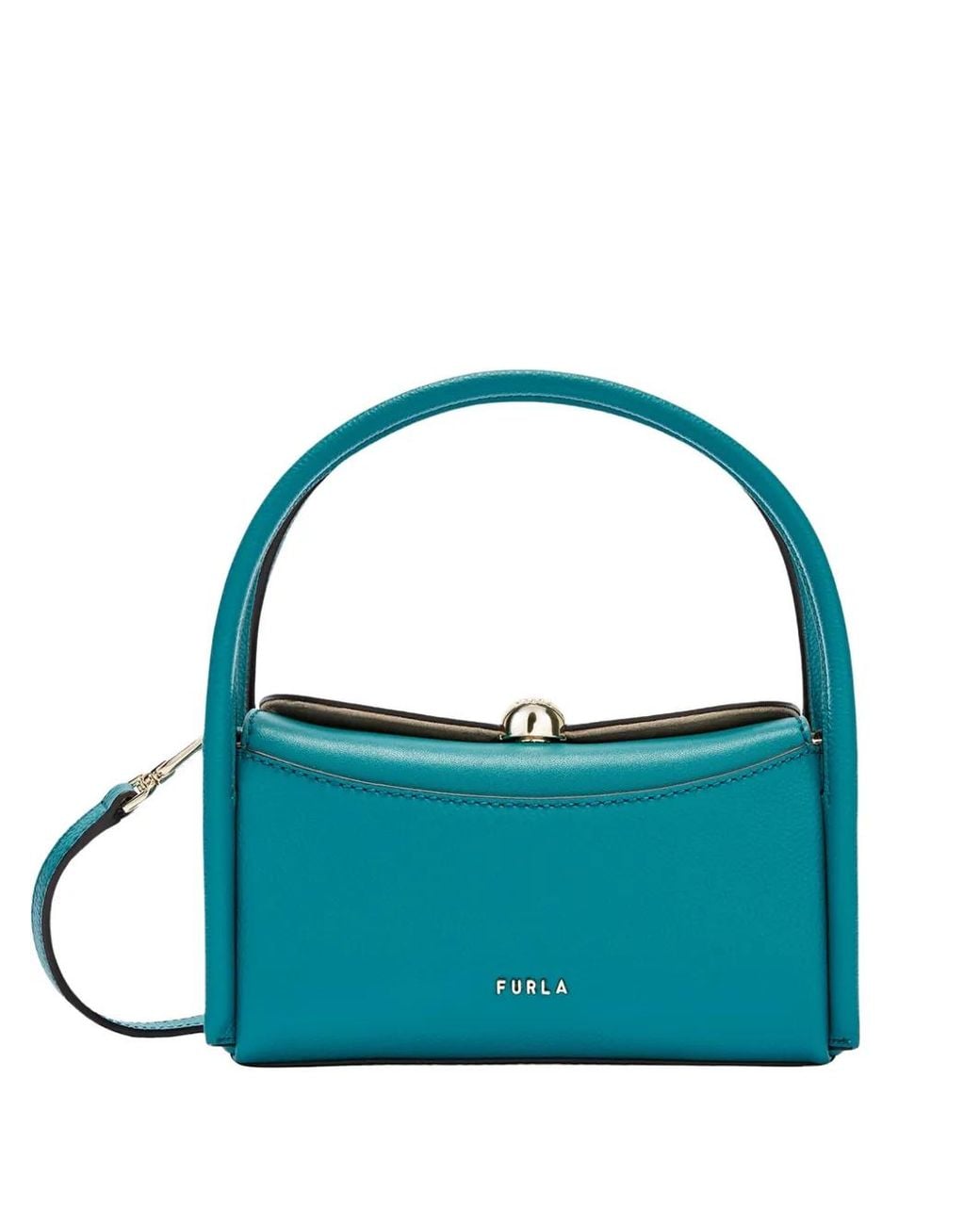 Furla Blue Nicole Mini Boston Bag