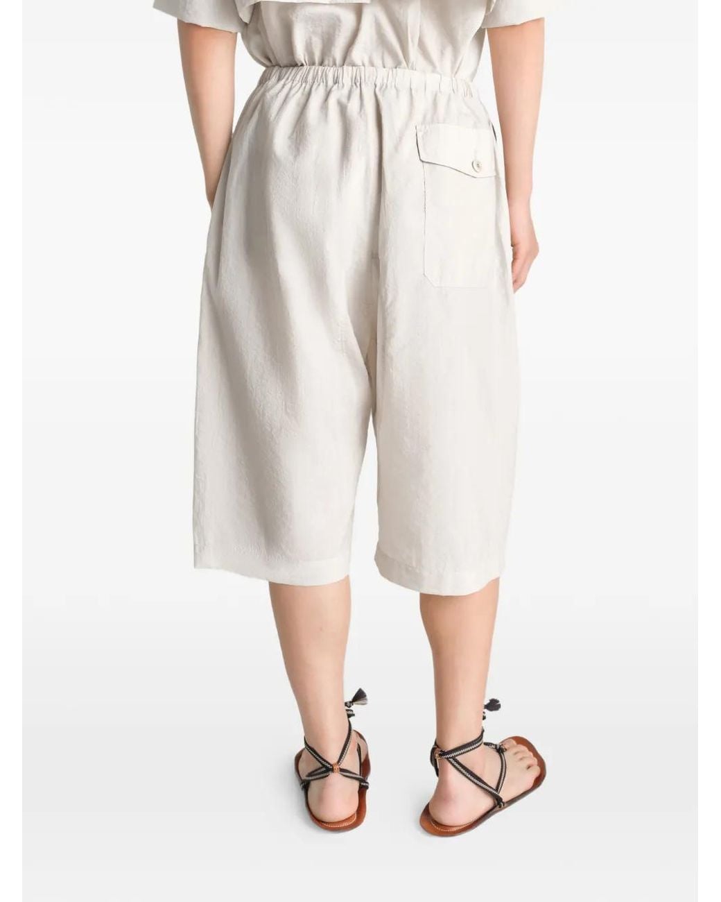 Lemaire White Cargo Easy Shorts for men