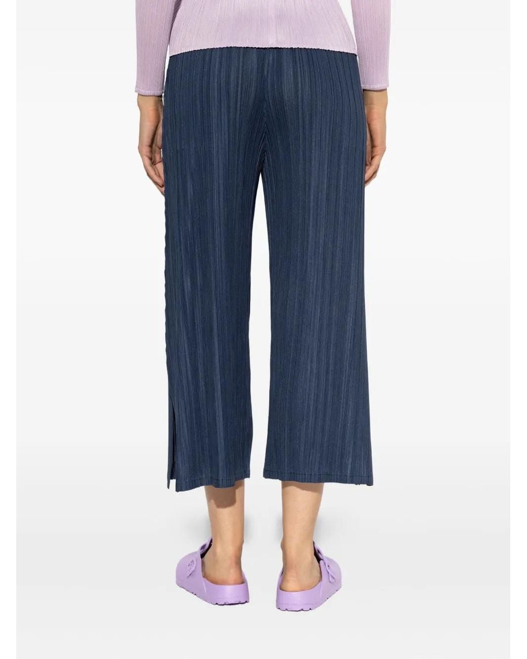 Pleats Please Issey Miyake Blue Pleated Trousers